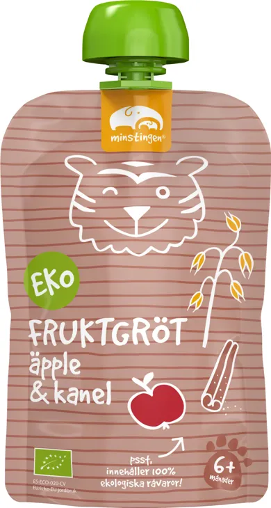 Ekologisk fruktgröt äpple kanel i klämpåse
